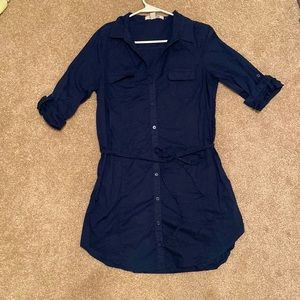 Navy Button Down Dress